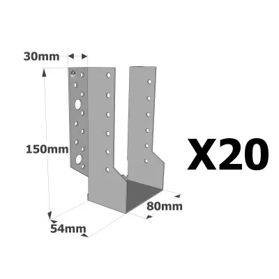 Sabots à ailes extérieures, gamme SBE ECONOMIQUE (épaisseur 1,5mm, profondeur 55mm) - Réf. SBE80/150_20