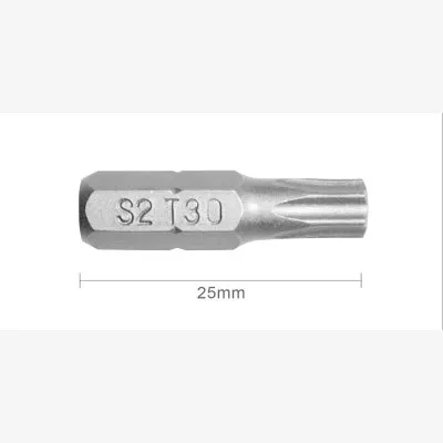 Embout T30 25mm (Qualité Professionnelle, Acier S2) - lot de 20 embouts - Réf. EmboutT30_20