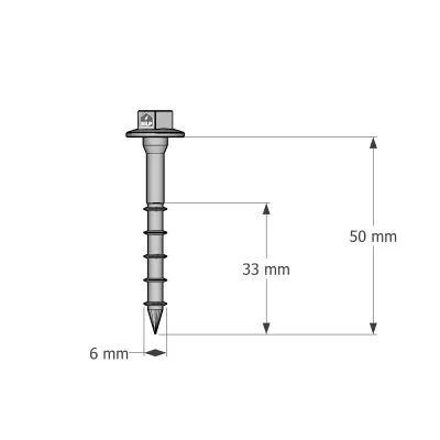 Vis connecteurs acier sur bois, SSH6.0X50 - Réf. 75129