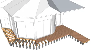 Terrasse en bois sur plots maçonnés