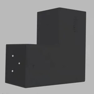 Image du connecteur SUNDIY noir mat RAL9005 - 90mm Forme L, 2 directions