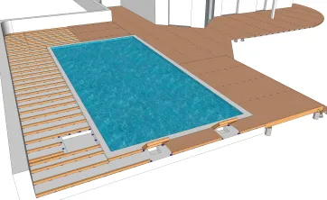 Terrasse en bois sur dalles en béton