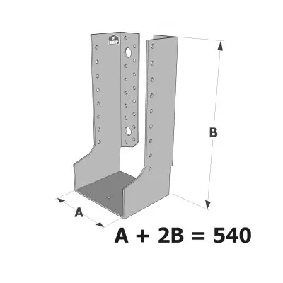 Grands sabots à ailes intérieures, gamme GLI ECONOMIQUE (développé 540mm, épaisseur 2.5mm, profondeur 90mm) - Réf. GLI540/2.5X