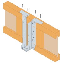 Fixation par les brides supérieures sur un support poutre en I avec renfort