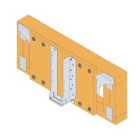Fixation par les brides latérales sur une poutre métallique ajourée avec renfort bois