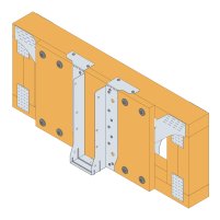 Fixation par les brides supérieures sur une poutre métallique ajourée avec renfort bois
